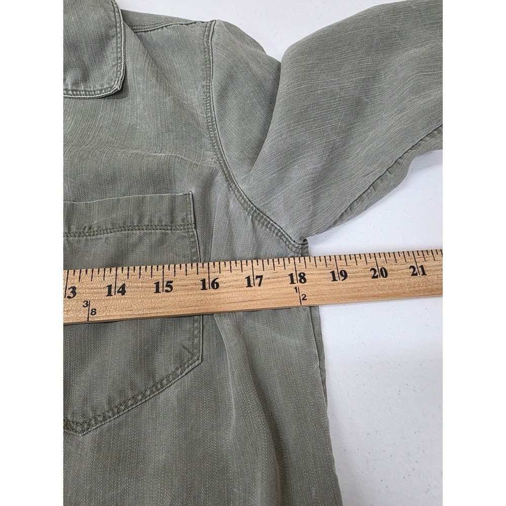 Old Navy Womens Medium Olive Gray Tencel Lyocell Long Sleeve Button Down Shirt - Picture 6 of 8